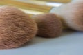 Close up of brushes makeup applicators. Royalty Free Stock Photo