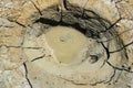 Close-up of bubbling mud in crater of mud volcano