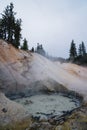 Close up of a bubbling mud pot in the Sulphur Works area of Lassen Volcanic National Park, a geothermal feature