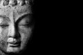 Close up Buddah statue with black copyspace