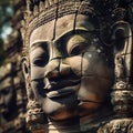 Close up of Buddha carving stone Generative AI