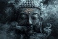 Mystical Buddha Statue Shrouded in Smoke Royalty Free Stock Photo