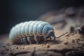 a close up of a bug crawling on a rock surface