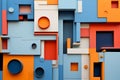 A close up of a building made out of different colored blocks Royalty Free Stock Photo