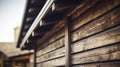 A close up of a building with wood siding and windows, AI