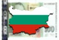 Close up on Bulgaria map on Bulgarian Lev Money background