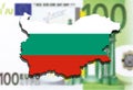 Close up on Bulgaria map on Euro Money background