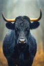 Close up of bull& x27;s face with large horns. Generative AI Royalty Free Stock Photo