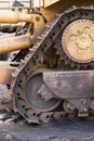 Close up bulldozer in construction site