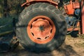 Close up of bulldozer wheel