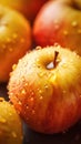 A close up of a bunch of apples with water drops, AI Royalty Free Stock Photo