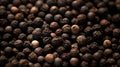 A close up of a bunch of black pepper seeds and nuts, AI