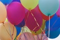 Close up of a bunch of colorful balloons