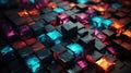 A close up of a bunch of colorful cubes. Generative AI image. Royalty Free Stock Photo