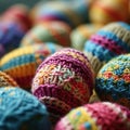 A close up of a bunch of colorful easter eggs, AI