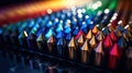 A close up of a bunch of colorful pencils sitting on top of each other, AI Royalty Free Stock Photo