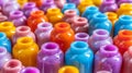 A close up of a bunch of colorful plastic bottles, AI