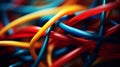 A close up of a bunch of colorful wires that are tangled together, AI