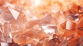A close up of a bunch of crystals, peach fuzz, trendy color of the year 2024.
