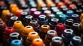 A close up of a bunch of different colored crayons, AI