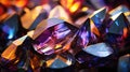 A close up of a bunch of different colored crystals, AI