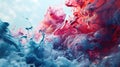 A close up of a bunch of different colored liquids in the air, AI