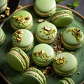 A close up of a bunch of different colored macarons, AI