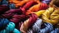 A close up of a bunch of different colored yarns, AI Royalty Free Stock Photo