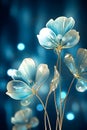 a close up of a bunch of flowers on a blue background. Illustration of a Azure color flower perfect for Wall Art. Royalty Free Stock Photo