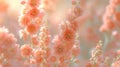 A close up of a bunch of flowers that are pink, AI