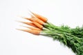 Close-up of bunch of fresh carrots on white background. Royalty Free Stock Photo