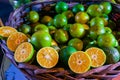 Oranges, fresh fruits from a street market Royalty Free Stock Photo