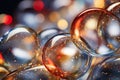 a close up of a bunch of glass bubbles on a black background