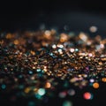 A close up of a bunch of glitter on a table. Generative AI image.