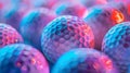 A close up of a bunch of golf balls with different colors, AI