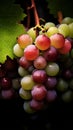 Close-up of a bunch of grapes on grapevine