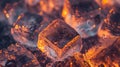 A close up of a bunch of ice cubes on fire, AI Royalty Free Stock Photo