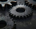 A close up of a bunch of metal gears on a metal surface Royalty Free Stock Photo