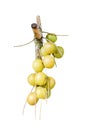 Bunch nature of indian gooseberry or phyllanthus emblica organic fruit isolated on white background with clipping path