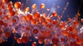 A close up of a bunch of orange balls, AI