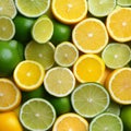 A close up of a bunch of oranges and limes Royalty Free Stock Photo