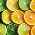 A close up of a bunch of oranges and limes Royalty Free Stock Photo
