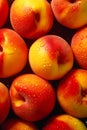 Close up of bunch of peaches with water droplets on them,. Generative AI Royalty Free Stock Photo