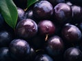 a close up of a bunch of purple plums