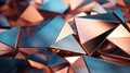 A close up of a bunch of shiny metal triangles, AI