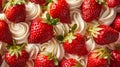 A close up of a bunch of strawberries and cream on top, AI Royalty Free Stock Photo