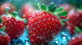 A close up of a bunch of strawberries sitting in water, AI