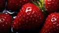 A close up of a bunch of strawberries with water droplets on them, AI Royalty Free Stock Photo