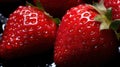 A close up of a bunch of strawberries with water droplets on them, AI Royalty Free Stock Photo