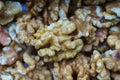Close-up of a bunch of walnuts, with out of focus background. Horizontal view